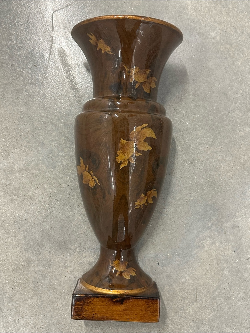 Bombay Company Koi Fish Wall Pocket Vase – Brown & Gold – 15” x 6” – Excellent